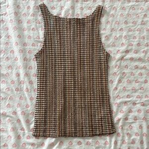 Arden B Metallic Copper and Cream Ribbed Fitted Tank Top